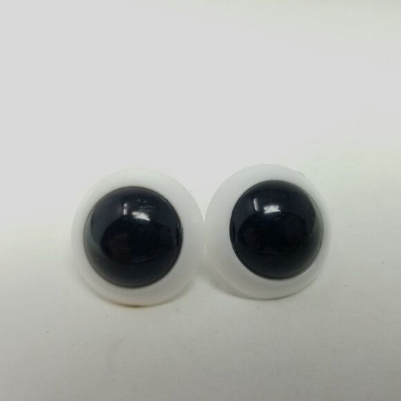 Vintage Eye Ball Stud Earrings, Black White, Unique Strange Estate - Picture 7 of 7